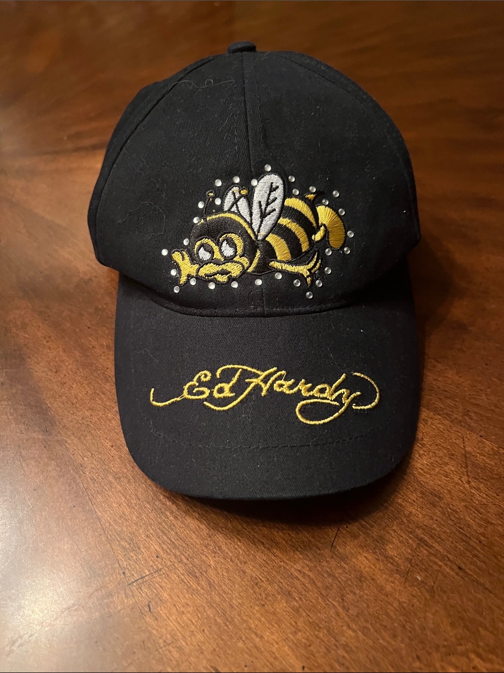 Ed Hardy Kids Black and Yellow Bee Embroidered Cap
